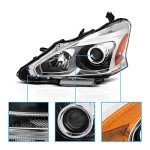 2013-2015 Altima Chrome Projector Halogen Headlights Pair