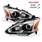 2013-2015 Altima Chrome Projector Halogen Headlights Pair