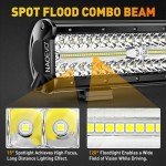 NAOEVO 12" LED Light Bar & 2 LED Pod Lights