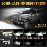 NAOEVO 12" LED Light Bar & 2 LED Pod Lights