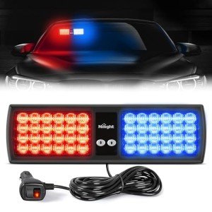 Nilight 48LED Red Blue Visor Strobe Lights