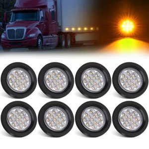 8Pcs Amber LED Side Marker Lights for Trucks