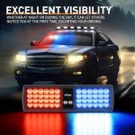 Nilight 48LED Red Blue Visor Strobe Lights