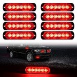 DIBMS 8x Red LED Emergency Strobe Light Bar