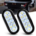 Nilight 6 Inch Oval White LED Trailer Lights