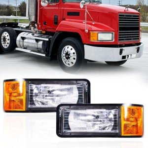 Mack Truck Headlight Pair with Turn Signal Bulb