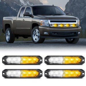 Nilight 4PCS Amber White LED Emergency Strobe Lights