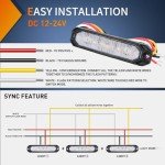 Nilight 4PCS Amber White LED Emergency Strobe Lights