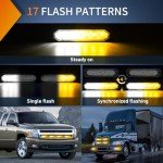 Nilight 4PCS Amber White LED Emergency Strobe Lights