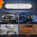 Nilight 4PCS Amber White LED Emergency Strobe Lights