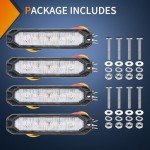 Nilight 4PCS Amber White LED Emergency Strobe Lights
