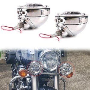 Chrome Motorcycle LED Fog Lamp Set - 4.5 Inch