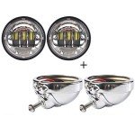 Chrome Motorcycle LED Fog Lamp Set - 4.5 Inch