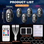 6PCS Wireless LED Car Lights with Remote Control