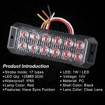 12 Red LED Emergency Strobe Lights for Vehicles