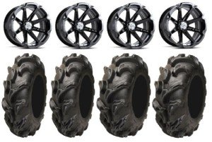 MSA Black Diesel 14" ATV Wheels & Mega Mayhem Tires
