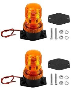 QWORK Amber LED Strobe Lights - 2 Pack