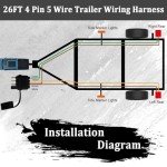 Seamaka 26FT 4-Pin Trailer Wiring Harness Kit