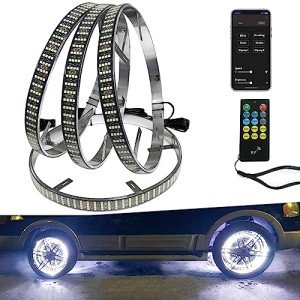 17" Quad Row White Wheel Ring Lights with Remote