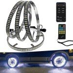 17" Quad Row White Wheel Ring Lights with Remote