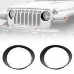 Black Headlight Bezels for Wrangler JL & Unlimited
