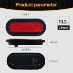 Red LED Trailer Tail Lights - 6 Inch Oval (2PCS)