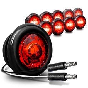10pc 3/4" Round Red LED Trailer Marker Lights