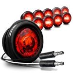 10pc 3/4" Round Red LED Trailer Marker Lights