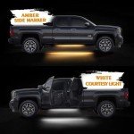 Truck Running Board Lights with Amber White Strobe