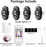 4PCS Wireless LED Strobe Lights with Remote Control