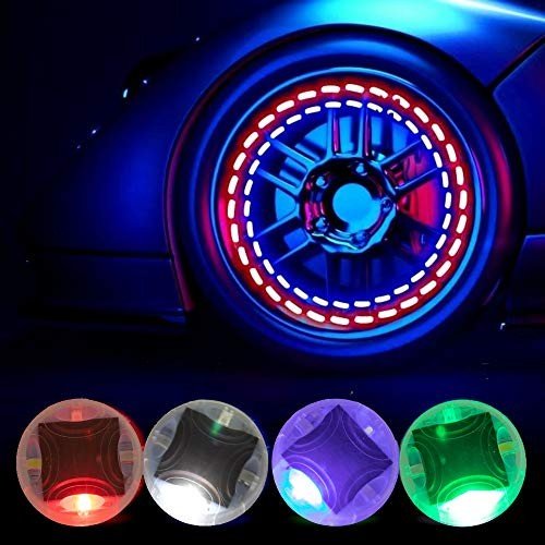Colorful LED Tire Valve Cap Lights - 4 Pack