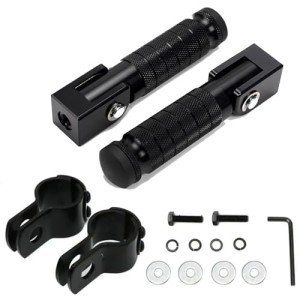 Foldable Anti-Skid Motorcycle Foot Pegs - Black