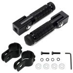 Foldable Anti-Skid Motorcycle Foot Pegs - Black