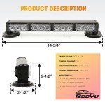 BooYu 14.8" Rechargeable Emergency Strobe Light Bar