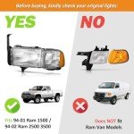 WEELMOTO Headlight Assembly for Dodge Ram 1994-2002