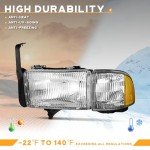 WEELMOTO Headlight Assembly for Dodge Ram 1994-2002
