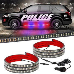 2-Pack 60" Police Strobe Light Strips - Red/Blue