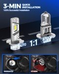 Marsauto H3 Fog Light Bulb - 10000LM, 6000K, Pack of 2