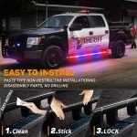 2-Pack 60" Police Strobe Light Strips - Red/Blue