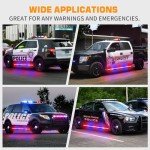2-Pack 60" Police Strobe Light Strips - Red/Blue