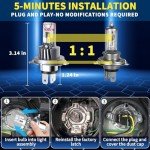 LED H4 Fog Light Bulbs - Super Bright 22000LM