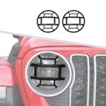Jimen Black Headlight Cover Guard for Jeep Wrangler