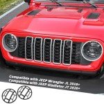 Jimen Black Headlight Cover Guard for Jeep Wrangler