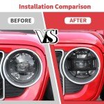Jimen Black Headlight Cover Guard for Jeep Wrangler