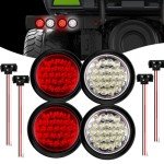 4-Pack Red LED Round Trailer Tail Lights