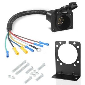 7 Pin Trailer Plug Connector with Mounting Bracket