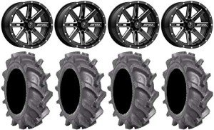 9-Piece Bundle: MSA Milled Boxer ATV Wheels & Tires
