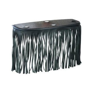 Black Leather Motorcycle Floor Boards with Fringe