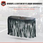 Black Leather Motorcycle Floor Boards with Fringe
