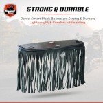 Black Leather Motorcycle Floor Boards with Fringe